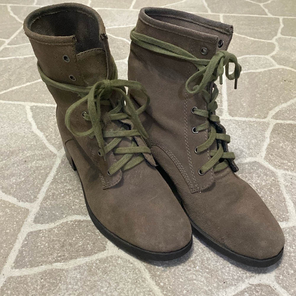 Taupe suede Calvin Klein booties